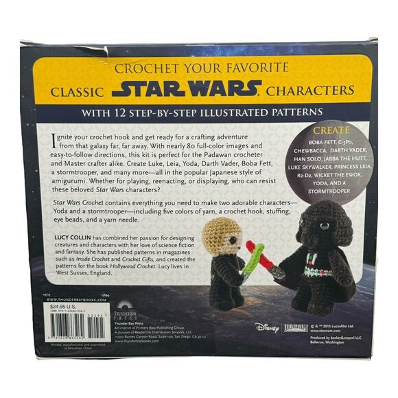 Star Wars Crochet Kit Yoda and Stormtrooper Materials With Book (New Open Box) - Picture 7 of 9